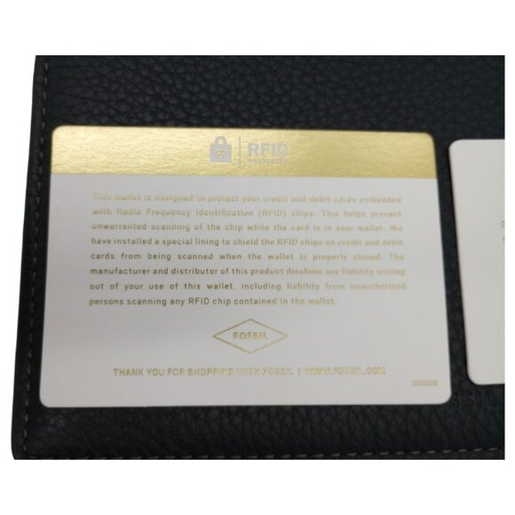 FOSSIL Pouch Purse RFID Black Leather Clutch Bag Hand Held Wallet Zip Pouch - Picture 13 of 16